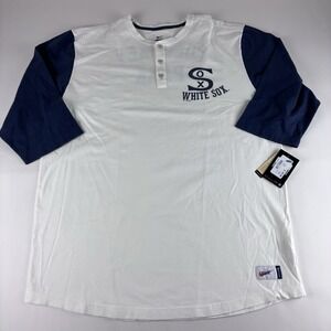 New Nike Mens T-Shirt Chicago White Sox MLBP Cooperstown Raglan Sz XXL Henley